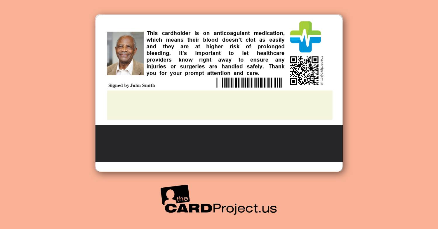 Anticoagulant Premium Medical Card (REAR)